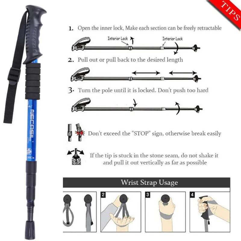 2pcs/lot walking stick Trekking poles