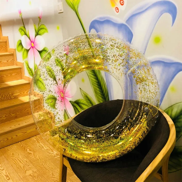 All-transparent Sequined Swimming Ring,Diameter: 70cm (Gold)