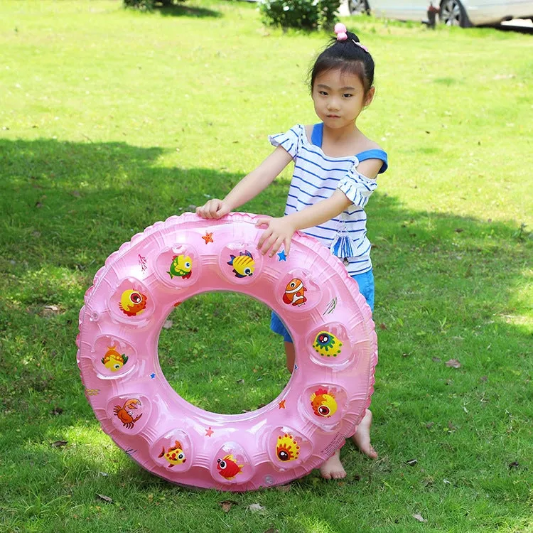 Cartoon Pattern Double Airbag Thickened Inflatable Swimming Ring Crystal Swimming Ring, Size:50 cm(Yellow)