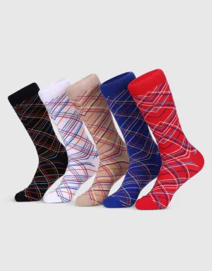 Criss Cross Streak Crew Socks 5 Pack