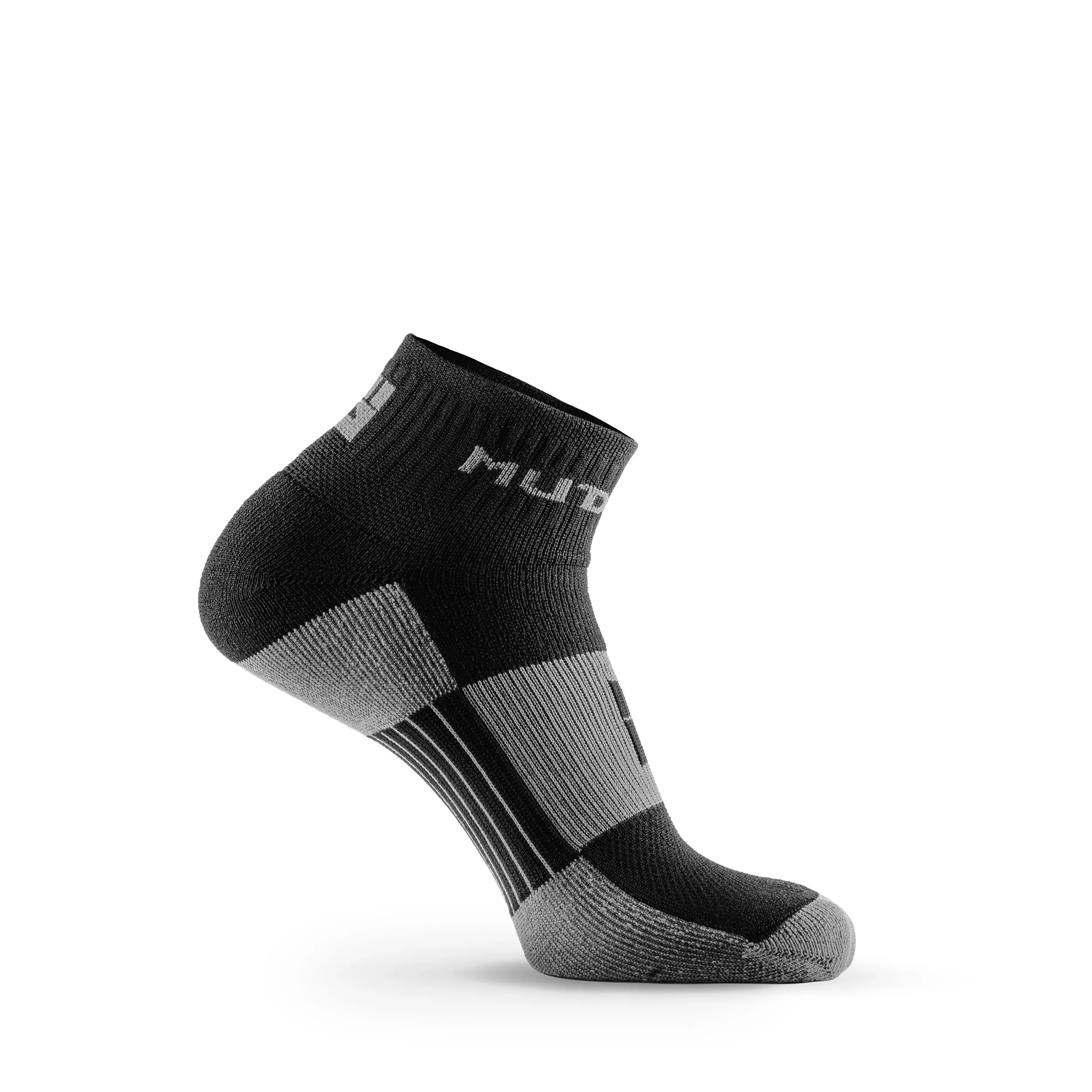 MudGear Quarter (¼) Crew Socks - Black/Gray (2 pair pack)