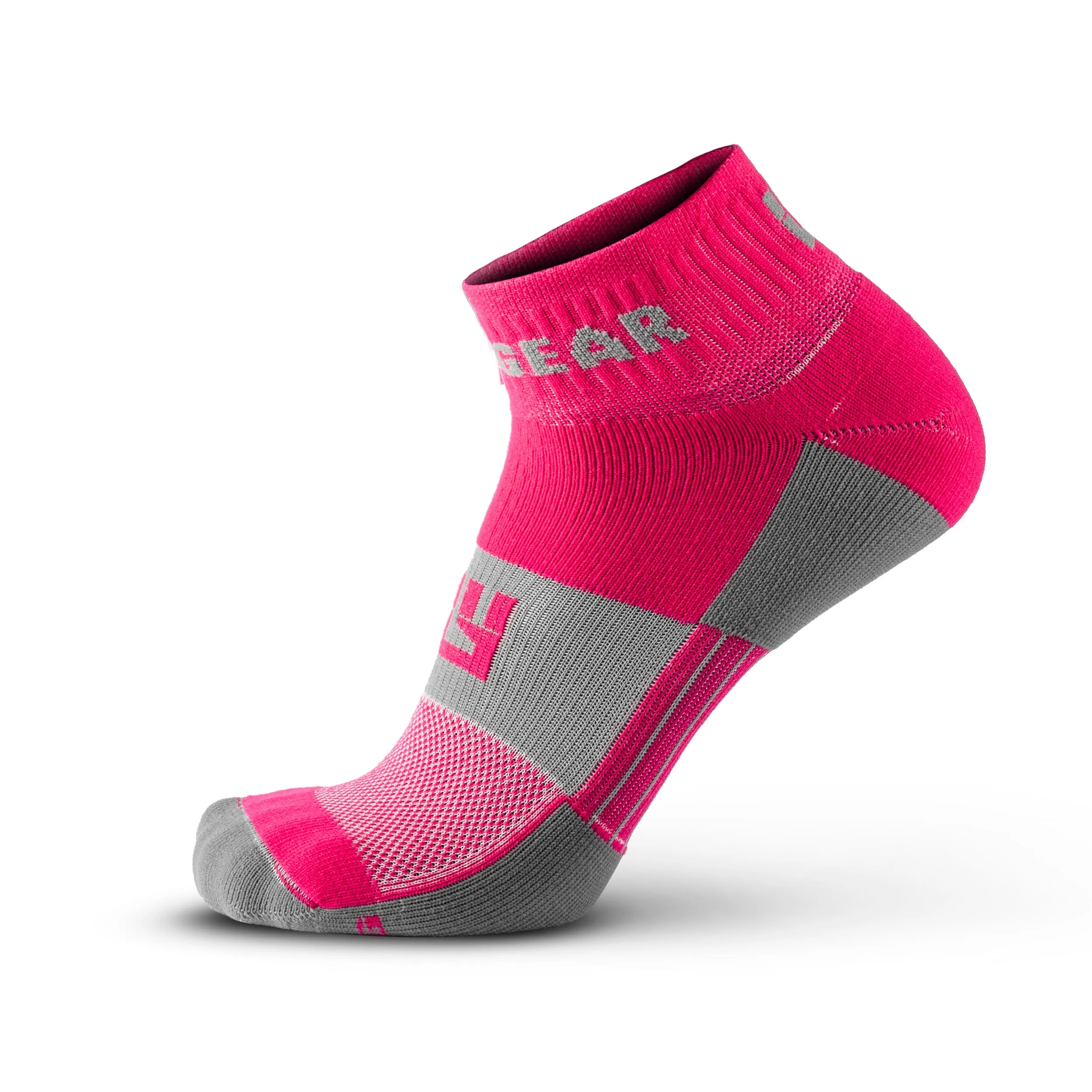 MudGear Quarter (¼) Crew Socks - Pink/Gray (2 pair pack)