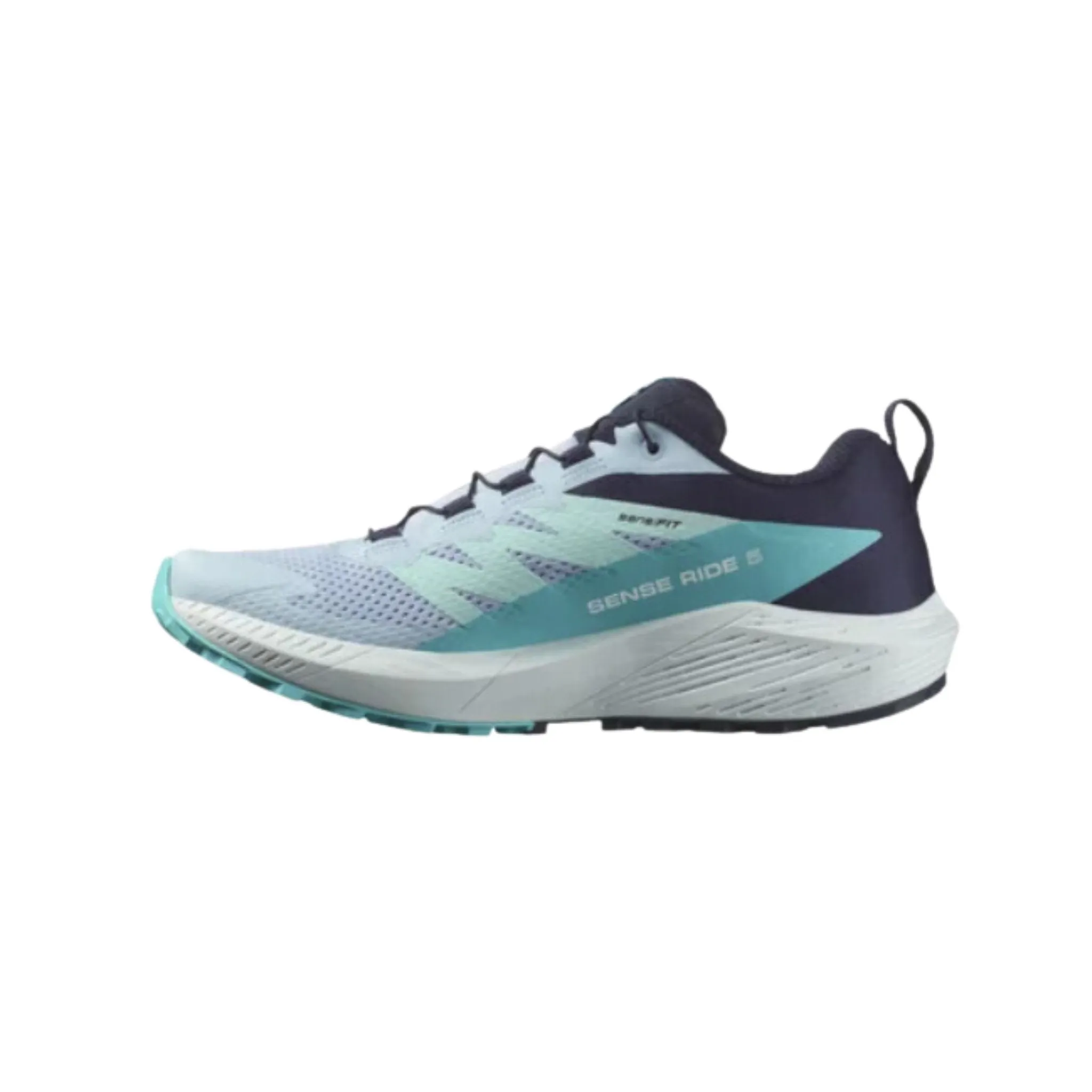 Salomon Women's Sense Ride 5 Trail Running Shoes - Cashmere Blue/Carbon/Peacock Blue