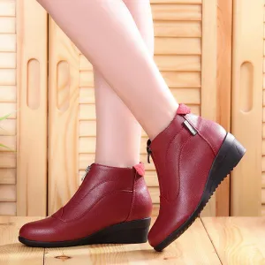 Winter Boots Women 2019 Women Snow Boots Wedge Heels Winter Shoes Women Warm Fur Casual Shoes  Zip Women's Shoes Botas Mujer