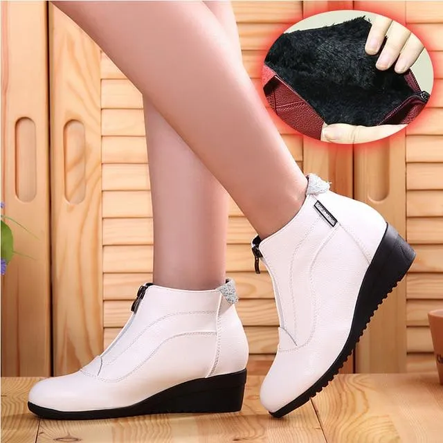 Winter Boots Women 2019 Women Snow Boots Wedge Heels Winter Shoes Women Warm Fur Casual Shoes  Zip Women's Shoes Botas Mujer