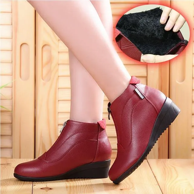 Winter Boots Women 2019 Women Snow Boots Wedge Heels Winter Shoes Women Warm Fur Casual Shoes  Zip Women's Shoes Botas Mujer