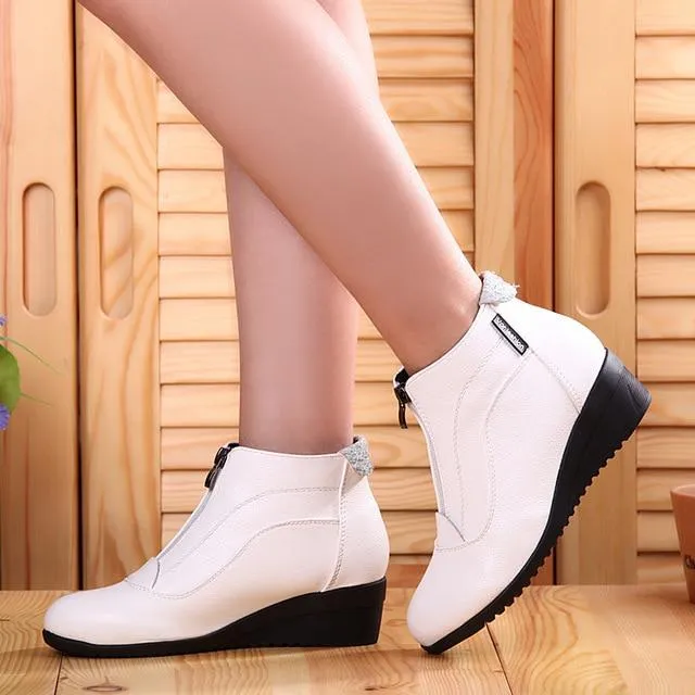 Winter Boots Women 2019 Women Snow Boots Wedge Heels Winter Shoes Women Warm Fur Casual Shoes  Zip Women's Shoes Botas Mujer