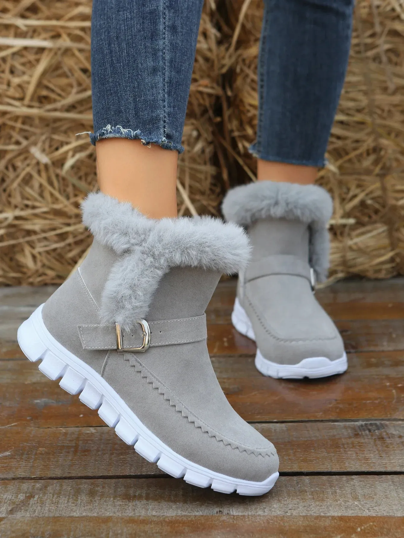 Winter Women Fur Warm Chelsea Snow Boots Casual Shoes New