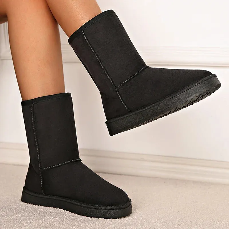 Xajzpa  Mid Calf Snow Boots New Women Waterproof Warm Platform Boots Large Size 44 Winter Slip On Flat Casual Woman Booties